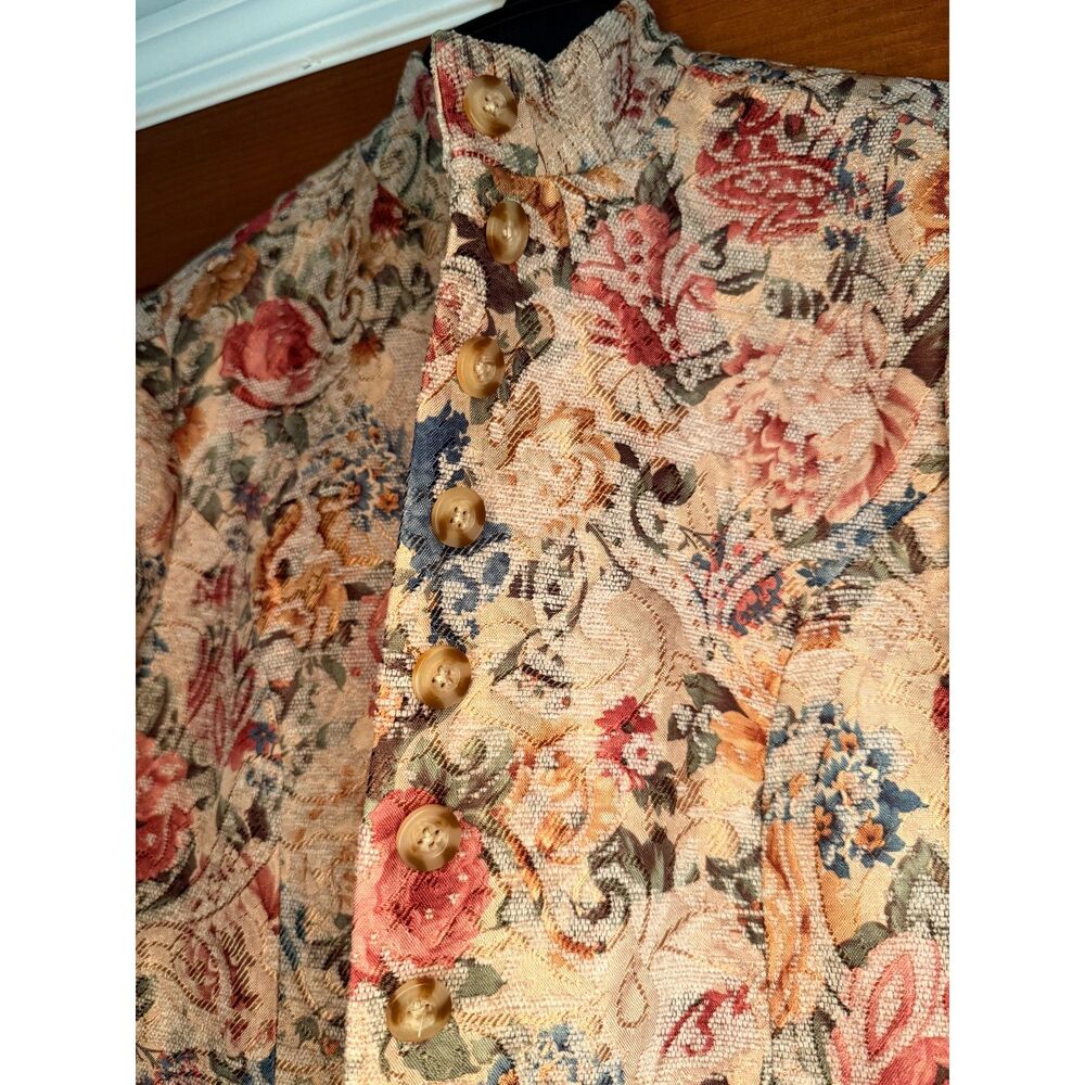 Coldwater Creek Vintage Floral Tapestry Blazer Jacket Multicolor Women's Size XS